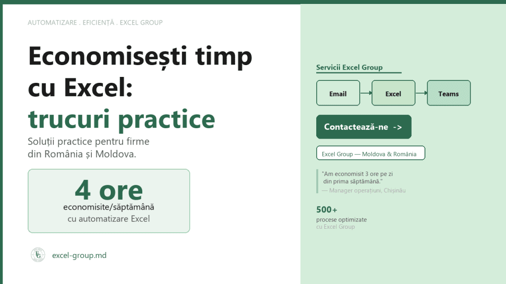 Economisești timp cu Excel - automatizări, macro-uri și tehnici pentru firme