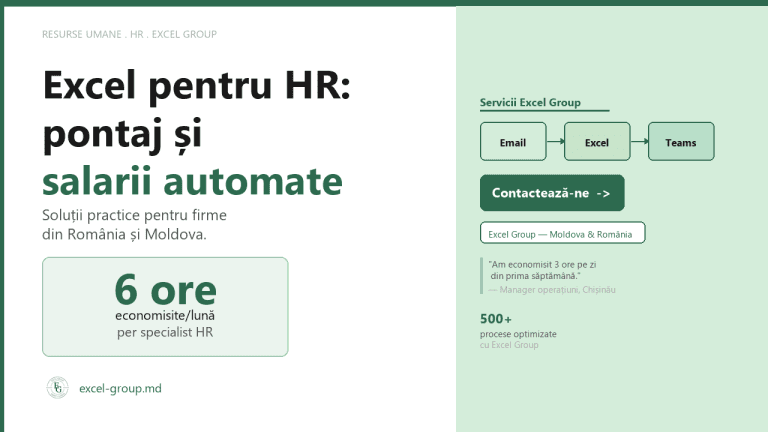 Excel pentru HR - pontaj, concedii și calcul salarii automat pentru firme