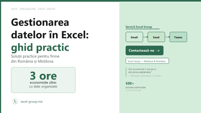 Gestionarea datelor Excel - organizare baze de date pentru firme din Moldova